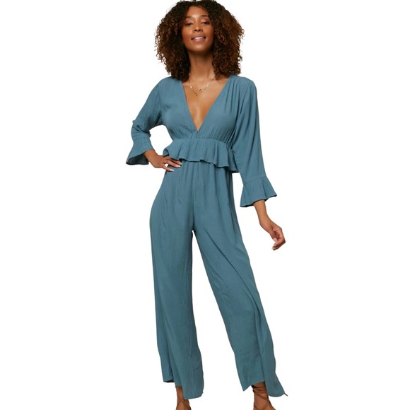 O’Neill Blue Bryan Ruffle Hem Jumpsuit - Picture 2 of 8
